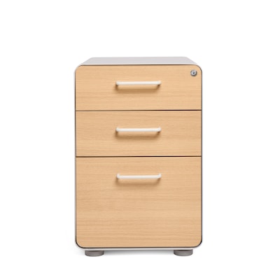 White + Natural Oak Stow 3-Drawer File Cabinet,Natural Oak,hi-res